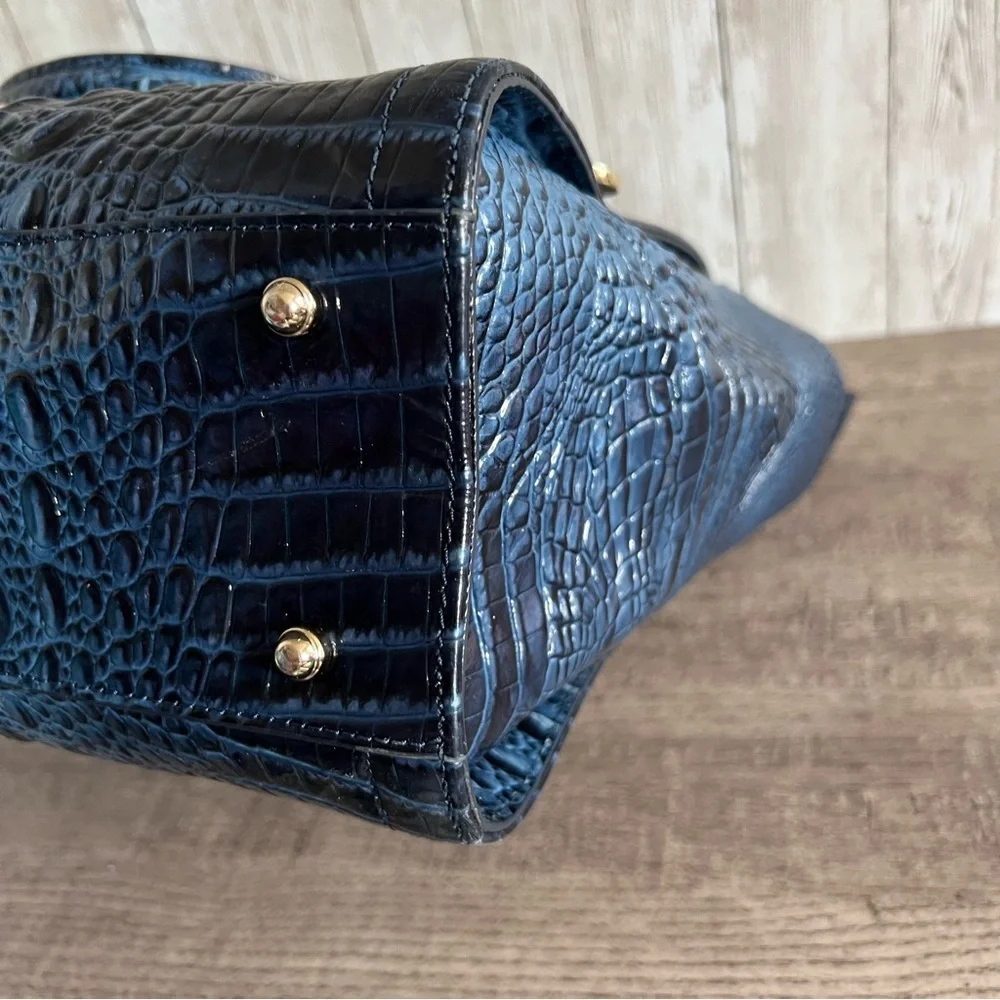 Brahmin Aubree Satchel Maritime Navy Crocodile-Embossed Leather